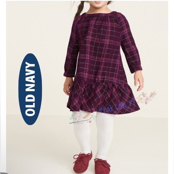 Old navy Metallic Plaid Dress 18-24 months - Picture 1 of 6